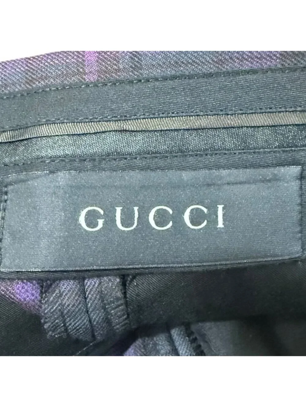 Gucci Checkered Slack Pants 44 Purple and Gray